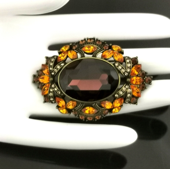 Joan Rivers Signed Vintage  Topaz Rhinestone Brooch Pin - Picture 5 of 9